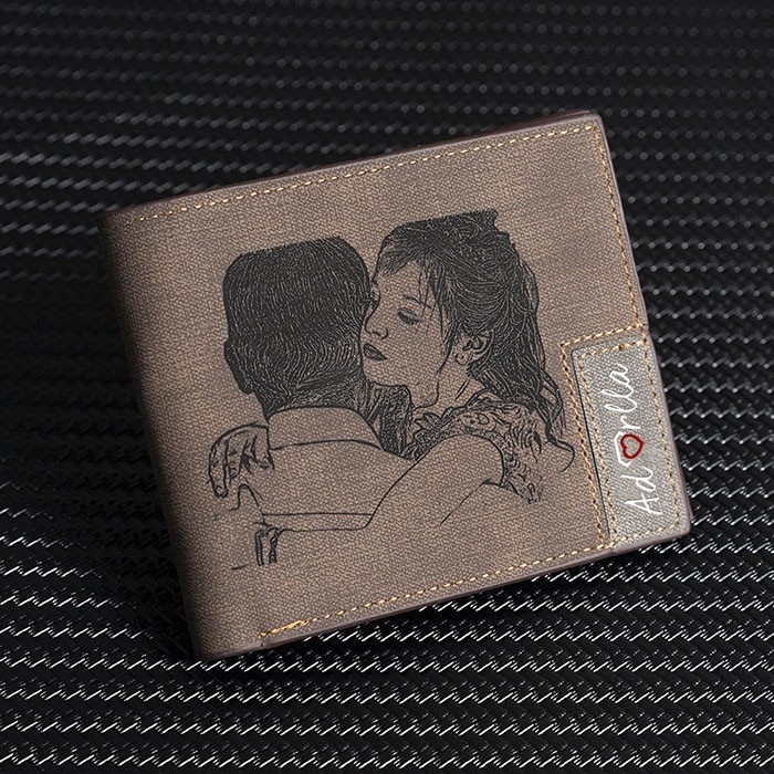 Portefeuille en cuir photo personnalisé cadeau fête des pères