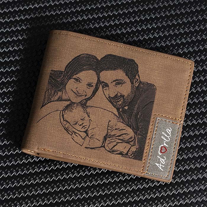 Portefeuille en cuir photo personnalisé cadeau fête des pères