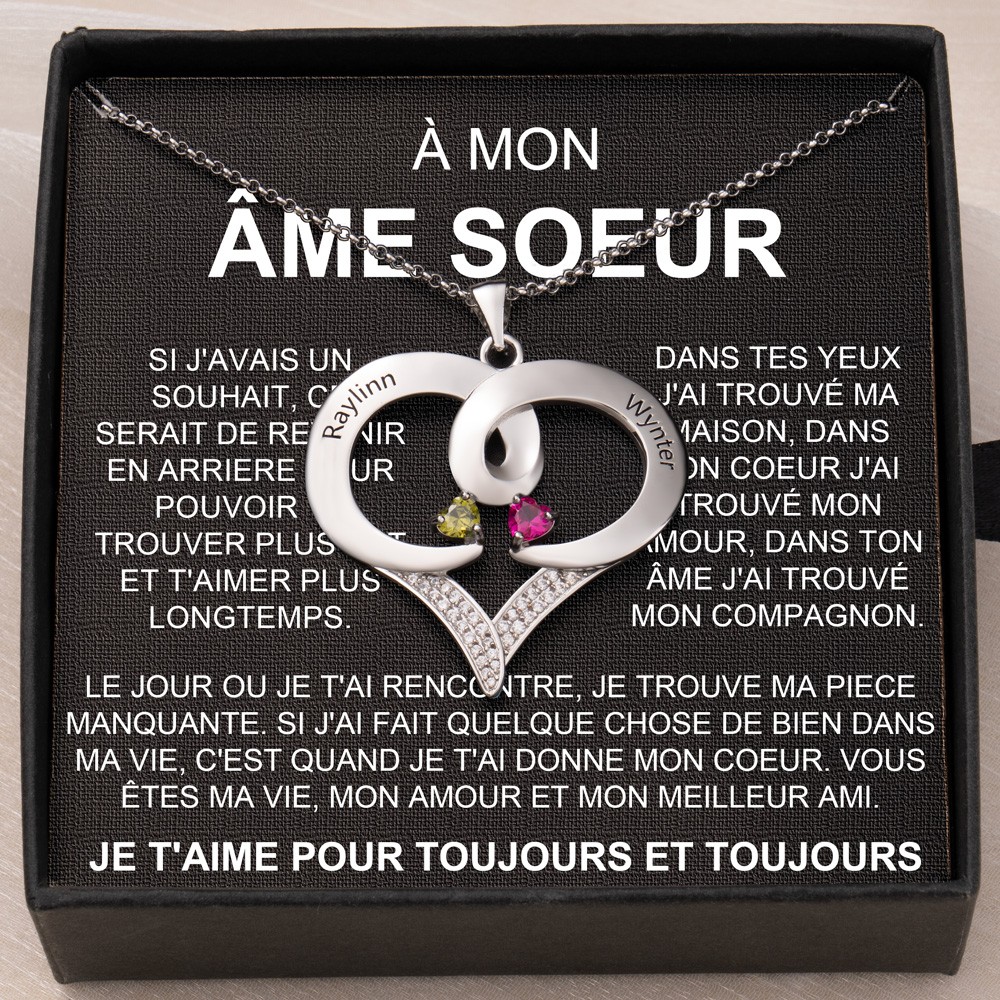 Collier personnalisé avec nom en forme de cœur pour mon âme sœur, cadeaux d'anniversaire, cadeaux de noël, cadeaux de saint-valentin