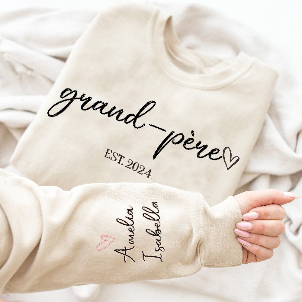 Sweat à capuche brodé grand-père personnalisé avec des noms de petits-enfants souvenirs idées cadeaux pour la fête des pères