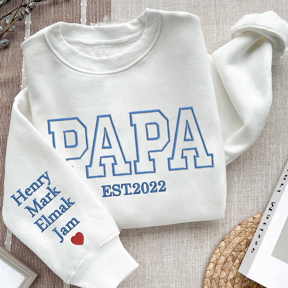 Sweat-shirt brodé Papa personnalisé, sweat à capuche, cadeaux uniques pour la fête des pères, idées de cadeaux d'anniversaire