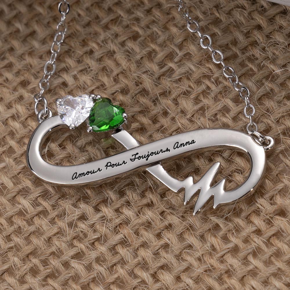 Personnaliser Collier Prénom Infini Avec Des Pierres De Naissance