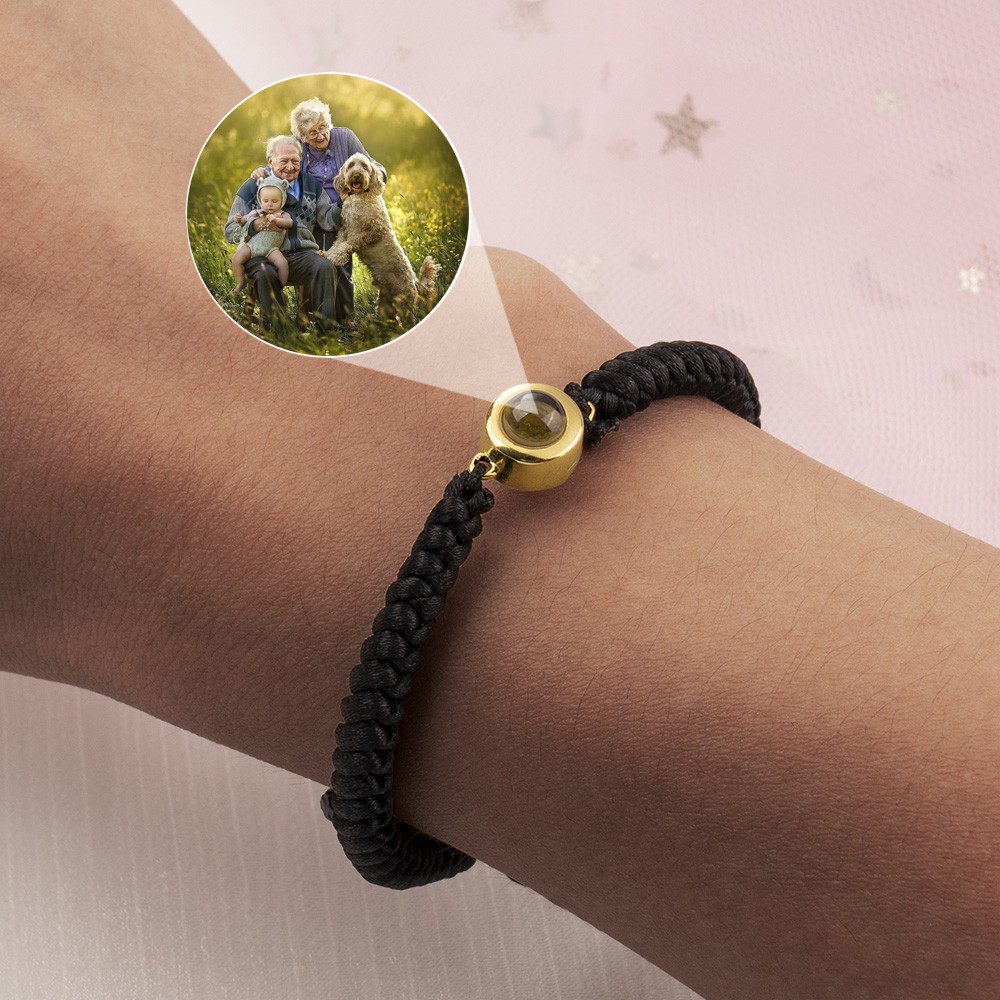 Bracelet personnalisé de projection de photo commémorative en corde tressée