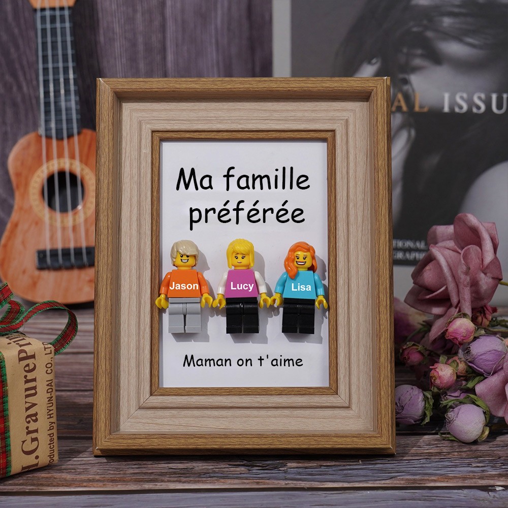 Cadre personnalisé pour petite figurine familiale, cadeau de fête des mères