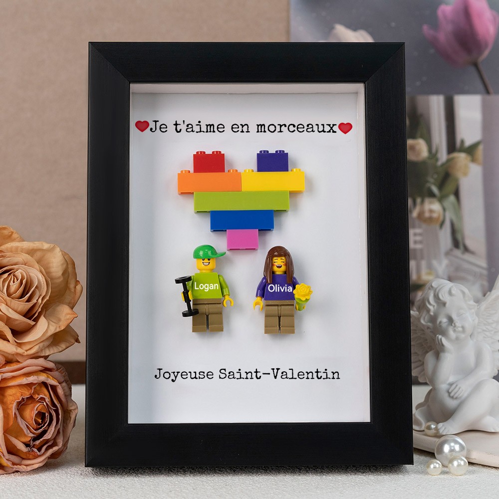 Cadre personnalisé pour petite figurine de couple, cadeau de Saint-Valentin