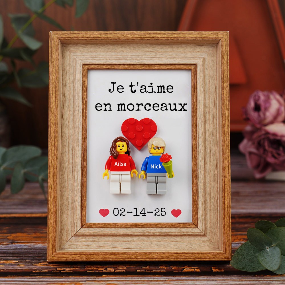 Cadre personnalisé pour petite figurine de couple, cadeau de Saint-Valentin
