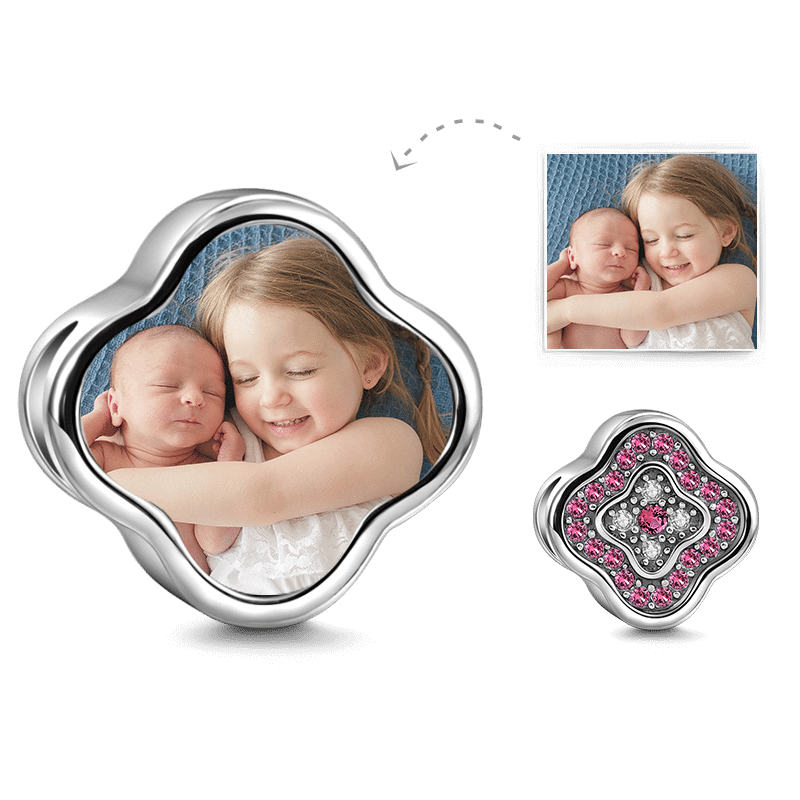 Charm Photo Cristal Swarovski Fleur de Prunier Argenté