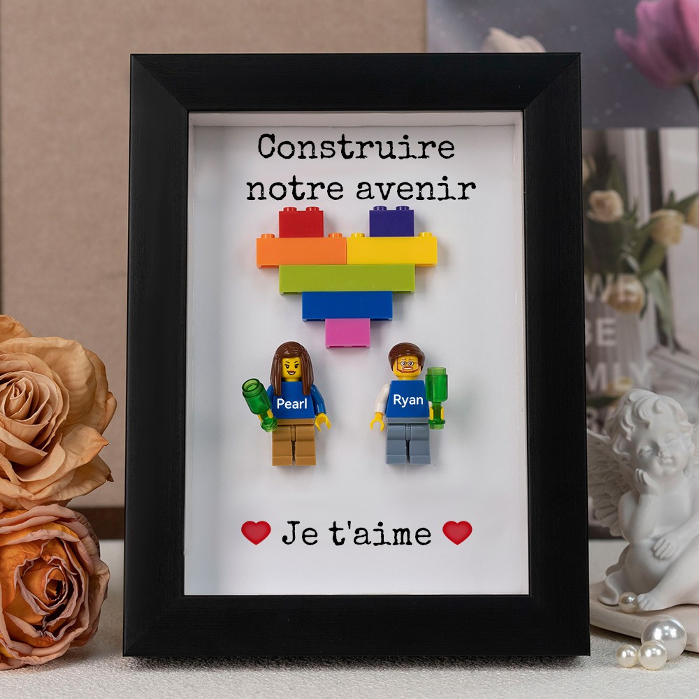 Cadre personnalisé pour petite figurine de couple, cadeau de Saint-Valentin