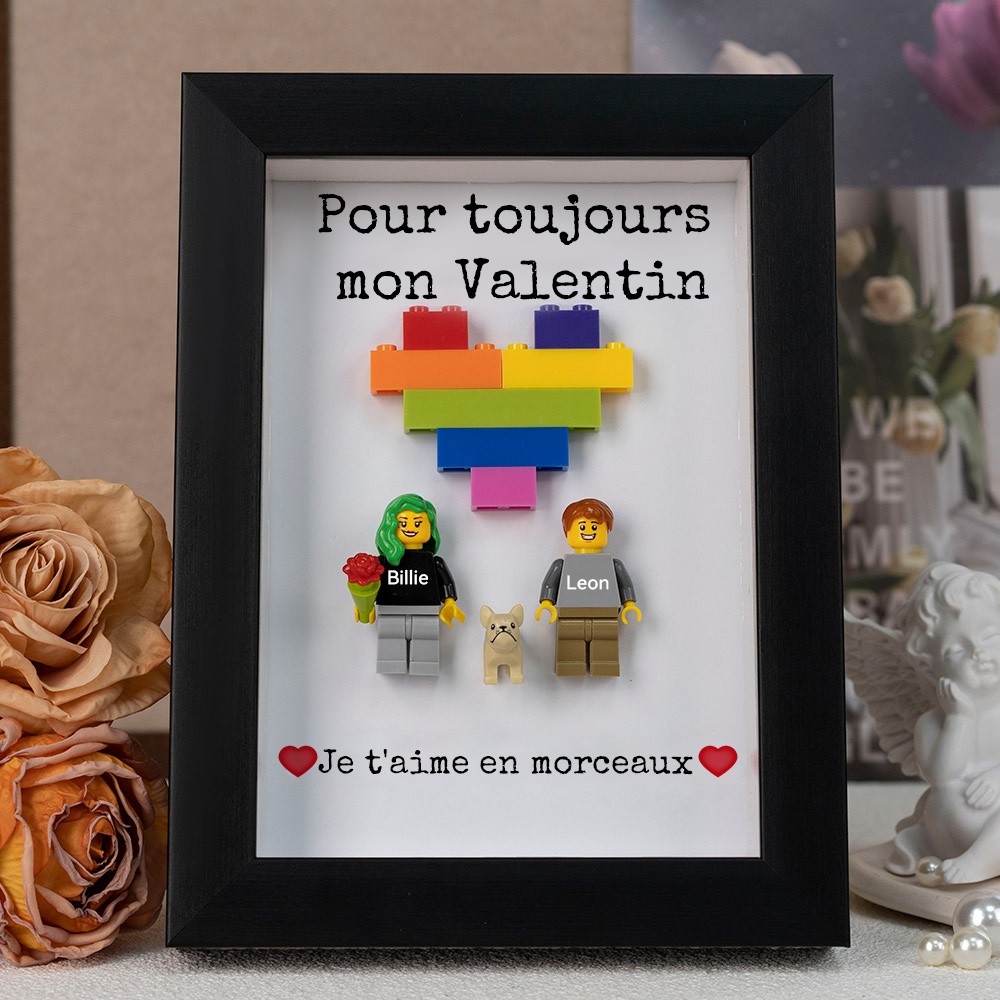 Cadre personnalisé pour petite figurine de couple, cadeau de Saint-Valentin