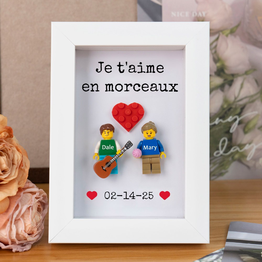 Cadre personnalisé pour petite figurine de couple, cadeau de Saint-Valentin