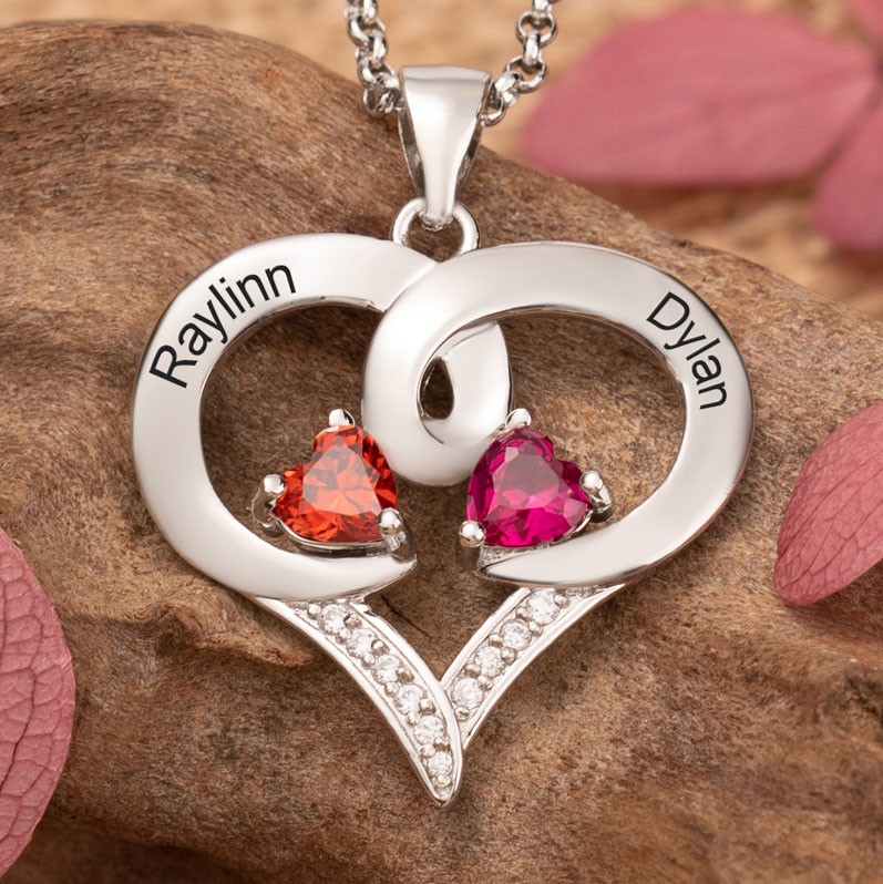 Collier personnalisé avec 2 noms et pierres de naissance pour femmes, cadeaux d'anniversaire pour âme sœur, idées de cadeaux de noël pour femme