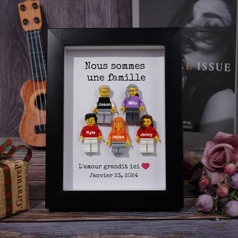 Cadre personnalisé pour petite figurine familiale, cadeau de fête des mères