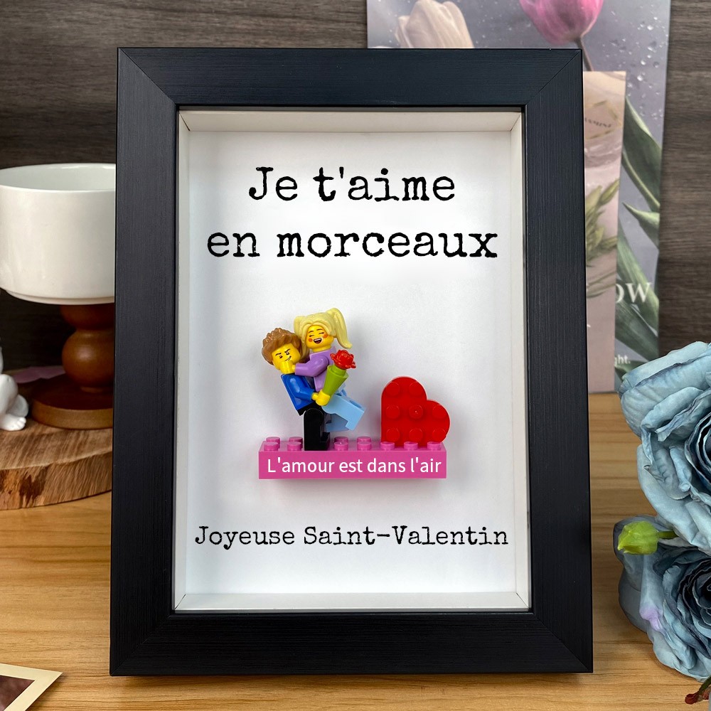 Cadre personnalisé pour petite figurine de couple, cadeau de Saint-Valentin