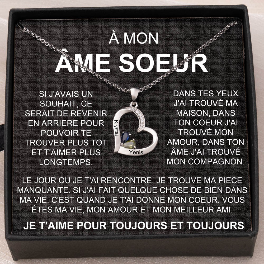 À mon âme soeur cadeaux de collier en forme de coeur personnalisés pour les cadeaux d'anniversaire de l'âme soeur cadeaux de Noël