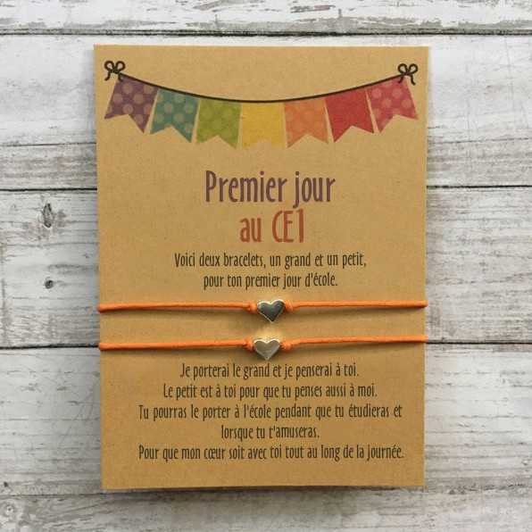 Premier jour d'école secondaire Bracelet Bracelets assortis Bracelets coeur