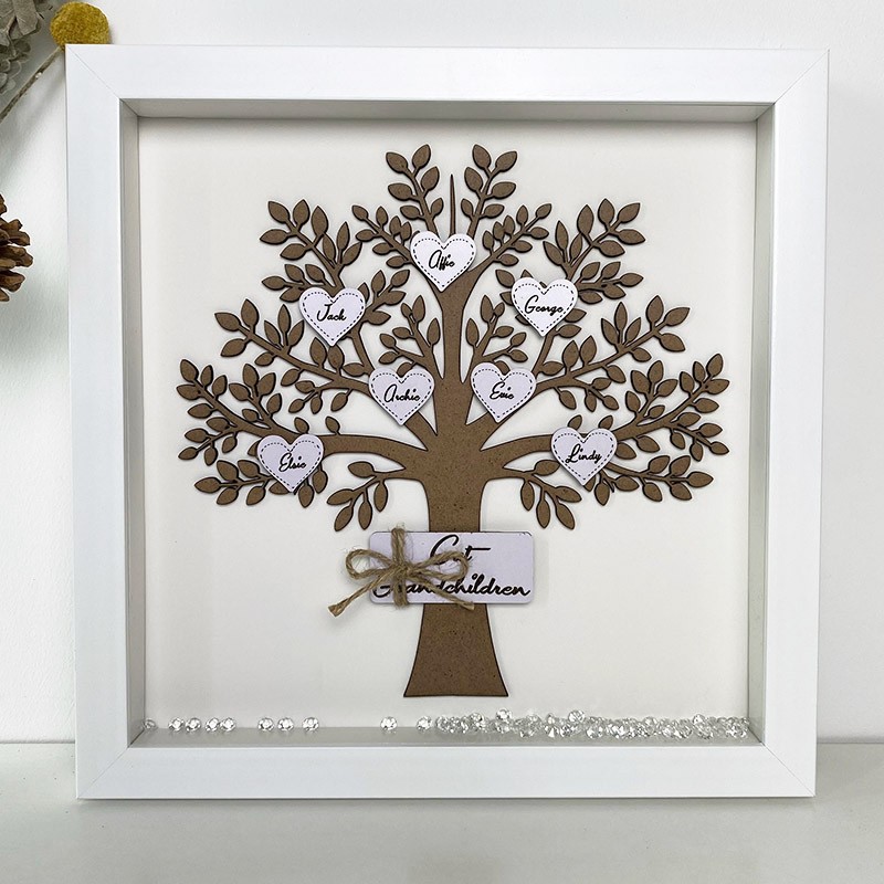 Cadre d'arbre généalogique coeur personnalisé nom de famille personnalisé  encadré cadeau de Noël pour les grands-parents fait à la main en bois  Fmaily arbre cadeau pour la fête des pères fête des