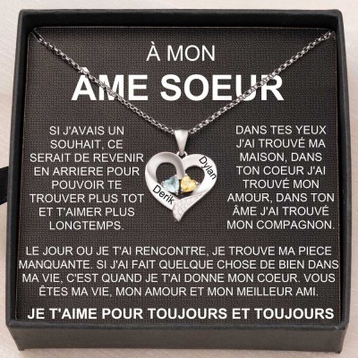 Collier personnalisé avec nom de cœur, avec pierres de naissance, cadeaux d'anniversaire, de saint-valentin, de noël