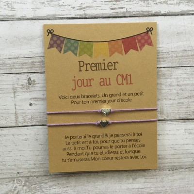 Rentrée des classes bracelet Premier jour au CM1 cadeau pour enfant lot de 2