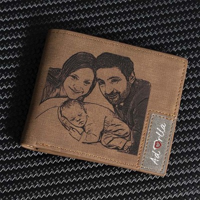 Portefeuille en cuir photo personnalisé cadeau fête des pères