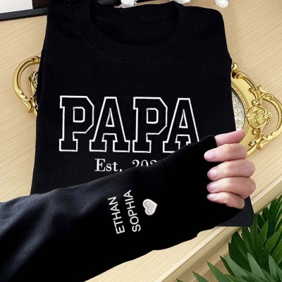 Sweat à capuche brodé Papa personnalisé avec date, idées cadeaux uniques pour la fête des pères