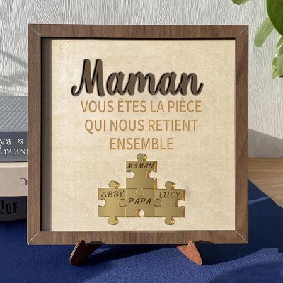 Maman personnalisée, vous êtes la pièce qui nous tient ensemble, panneau de puzzle, idées de cadeaux pour la fête des mères