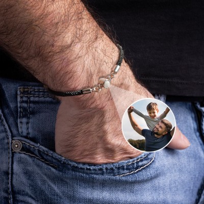 Bracelet personnalisé de projection de photo d'hommes avec l'image à l'intérieur Cadeau unique pour les cadeaux de fête des pères de papa