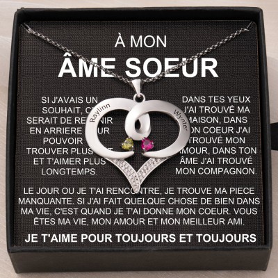 Collier personnalisé avec nom en forme de cœur pour mon âme sœur, cadeaux d'anniversaire, cadeaux de noël, cadeaux de saint-valentin