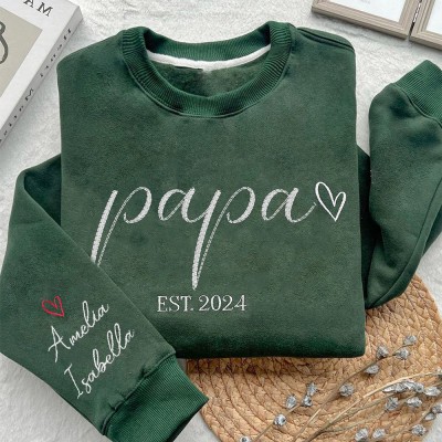 Sweat-shirt brodé papa personnalisé, sweat à capuche, cadeau de famille pour papa, idées cadeaux pour la fête des pères