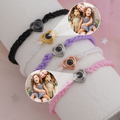 Cadeau de Noël personnalisé de bracelet de projection de photo de coeur de maman pour la maman de grand-mère