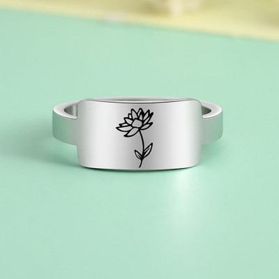 Bague Fleur de Naissance Personnalisée 1-4 Fleur de Naissance