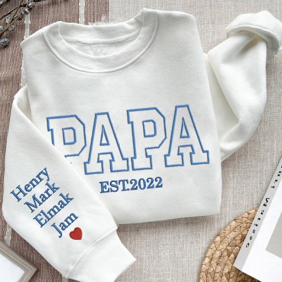 Sweat-shirt brodé Papa personnalisé, sweat à capuche, cadeaux uniques pour la fête des pères, idées de cadeaux d'anniversaire