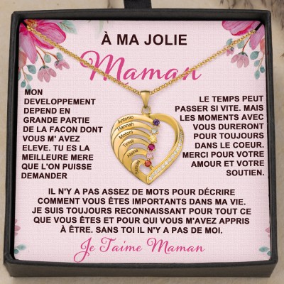 À ma belle maman coeur pendentif nom collier idées cadeaux pour maman cadeau d'anniversaire pour elle