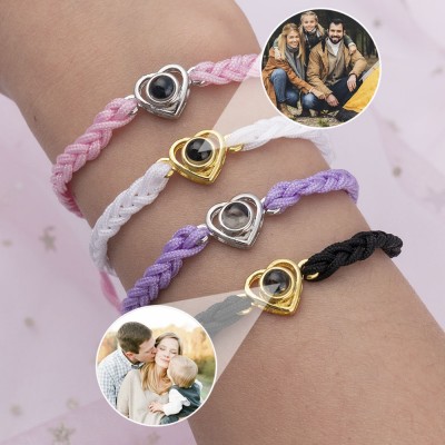 Cadeau personnalisé de mémoire de bracelet de projection de photo pour son cadeau de Noël pour la femme de grand-mère de maman