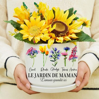 Pot de fleur de naissance en plein air personnalisé pour maman, avec nom d'enfant, cadeau pour noël