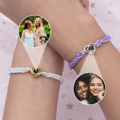 Cadeau personnalisé de Noël de bracelet de projection de photo de coeur d'ami pour ses cadeaux personnalisés d'ami
