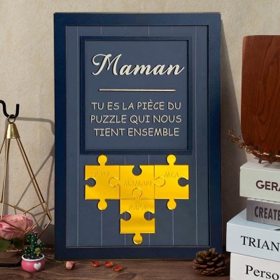 Pièce de puzzle personnalisée en bois pour maman qui nous tient ensemble, cadeau de fête des mères