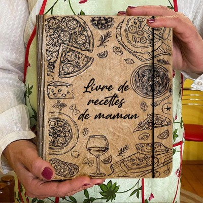 Livre de recettes de maman Livre de cuisine en bois personnalisé Classeur vierge Cadeaux pour maman Idées de cadeaux de Noël