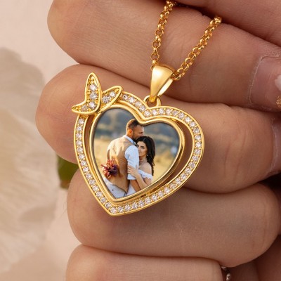 Collier photo personnalisé en forme de coeur Cadeau de bijoux commémoratif personnalisé pour son cadeau d'anniversaire Cadeau de famille
