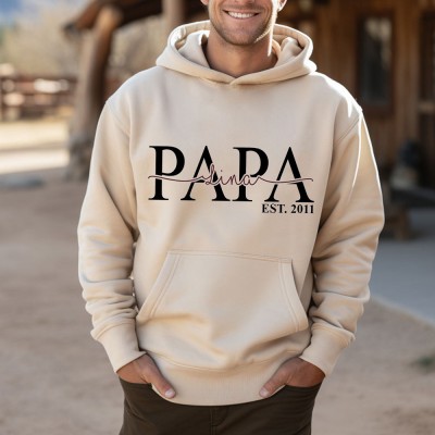 Sweat à capuche papa personnalisé avec nom des enfants, cadeau de fête des pères, cadeau pour nouveau papa