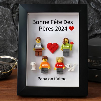 Cadre familial personnalisé avec petite figurine pour cadeau de fête des pères