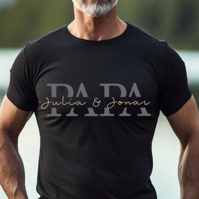 Chemise papa personnalisée avec nom d'enfant, cadeau de fête des pères pour nouveau papa
