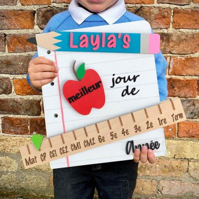 Panneau personnalisé interchangeable premier/100e/dernier jour d'école, cadeau de rentrée scolaire pour les enfants