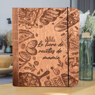 Livre de recettes familial personnalisé en bois, classeur vierge, cadeaux souvenirs de famille, cadeau de Noël pour maman