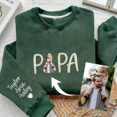 Sweat-shirt à capuche brodé avec photo de papa personnalisé, avec noms d'enfants, idées cadeaux pour la fête des pères