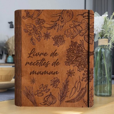 Livre de recettes personnalisé, classeur de livres de cuisine vierge, souvenir de famille, cadeaux pour maman, cadeau de Noël
