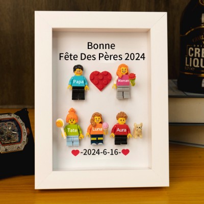 Cadre familial personnalisé avec petite figurine pour cadeau de fête des pères