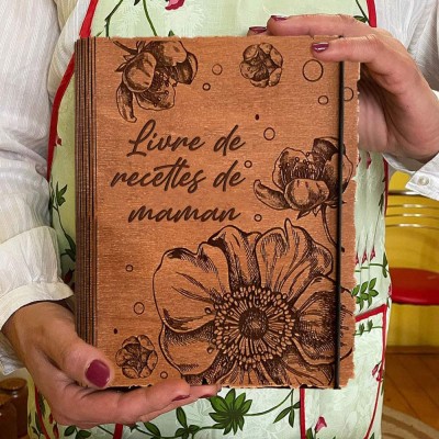Livre de recettes personnalisé, classeur vierge, livre de cuisine en bois personnalisé, cadeaux souvenirs pour maman, cadeau de Noël