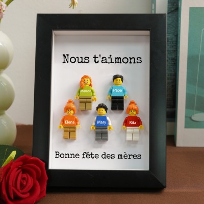 Cadre personnalisé pour petite figurine familiale, cadeau de fête des mères