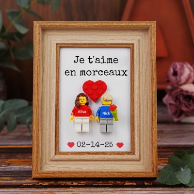 Cadre personnalisé pour petite figurine de couple, cadeau de Saint-Valentin