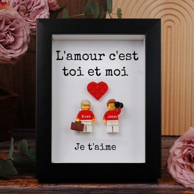 Cadre personnalisé pour petite figurine de couple, cadeau de Saint-Valentin